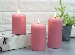 New Home Abgerundete Led-Kerzen Aus Echtwachs 3Er-Set Rosa Hot