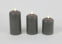 New Home Abgerundete Led-Kerzen Aus Echtwachs 3Er-Set Grau Best