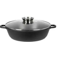 TP Aluguss-Servierpfanne Mit Glasdeckel Und Aromaknopf 32Cm