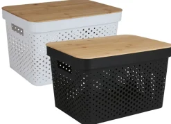 TP Aufbewahrungsbox Mit Bambus-Deckel 17L New