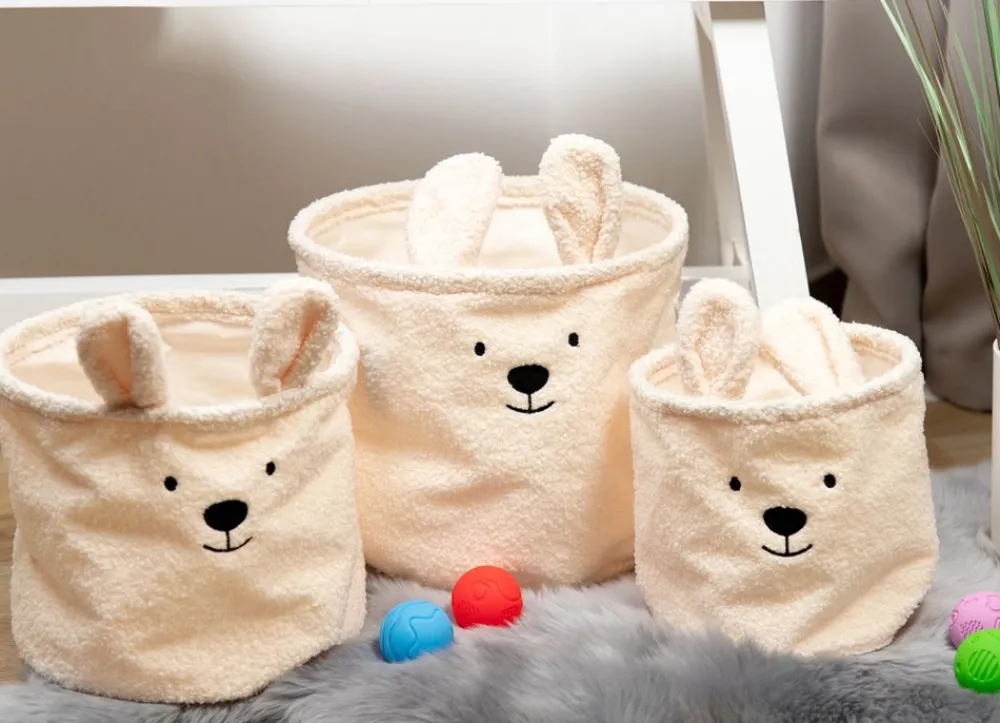 New Home AufbewahrungsKörbe Aus Teddystoff 3Er-Set Beige Outlet