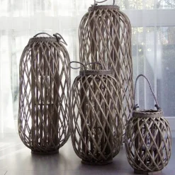 TP Bambuslaterne Mit Glaswindlicht 33X90Cm