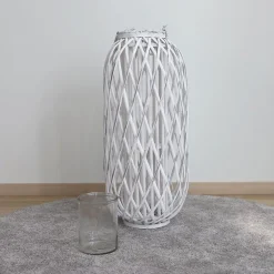 TP Bambuslaterne Mit Glaswindlicht 31X70Cm White-Washed Best