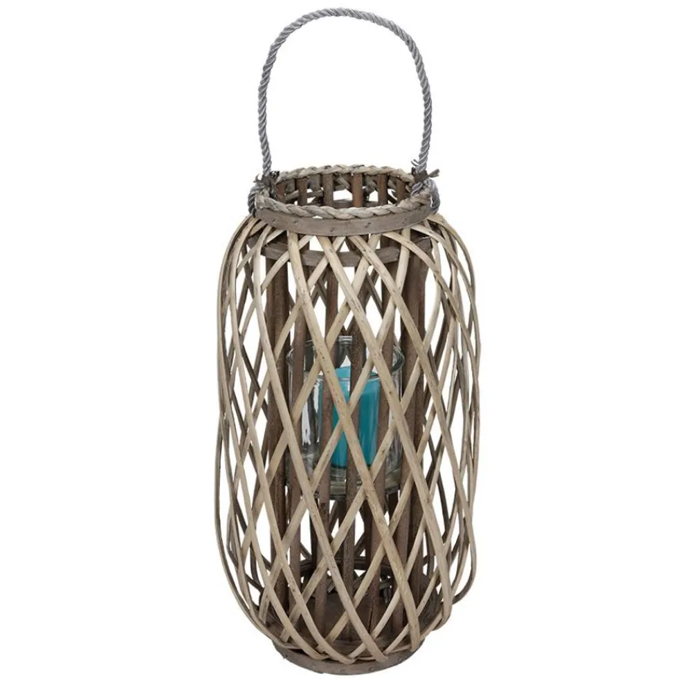 TP Bambuslaterne Mit Glaswindlicht 23X50Cm Best