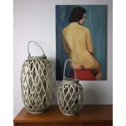 TP Bambuslaterne Mit Glaswindlicht 23X50Cm Best