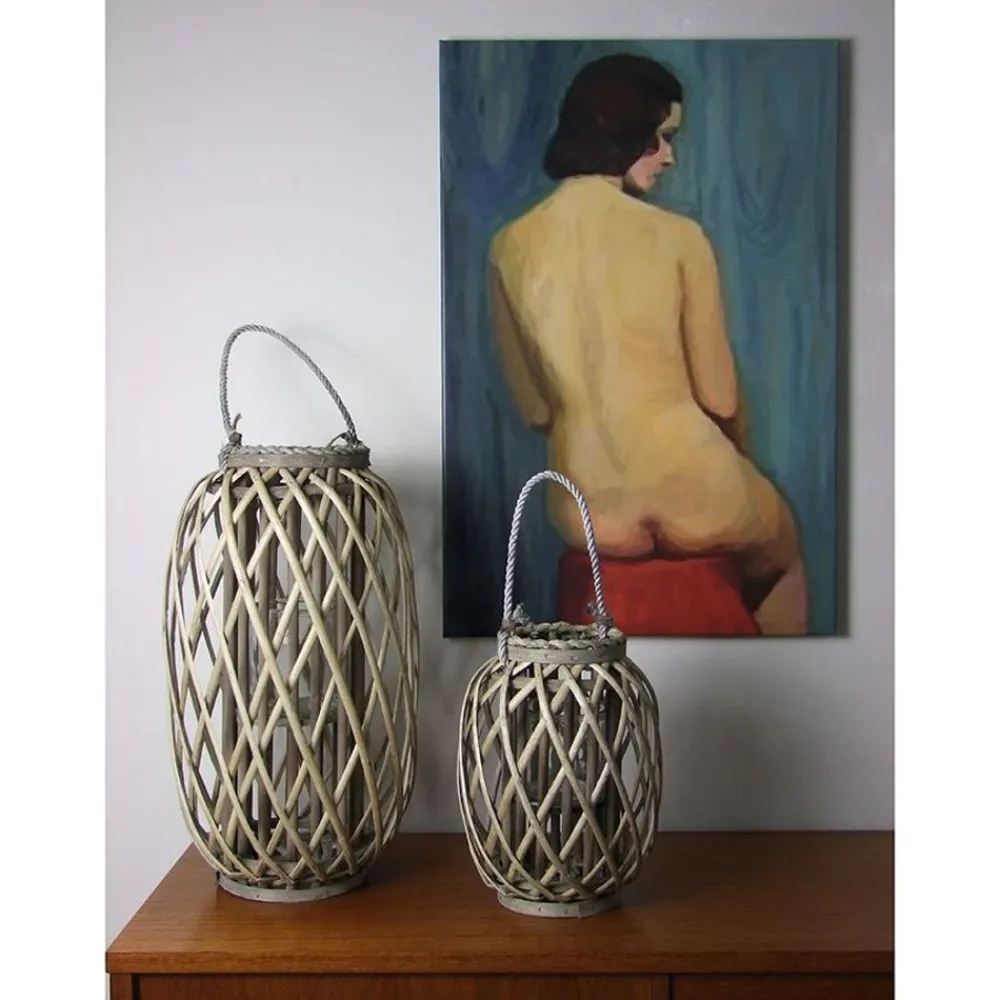 TP Bambuslaterne Mit Glaswindlicht 23X50Cm Best