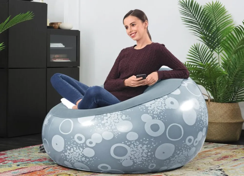 Bestway #75052 Aufblasbarer Sessel Inflate-A-Chair Blau Mit Print Outlet