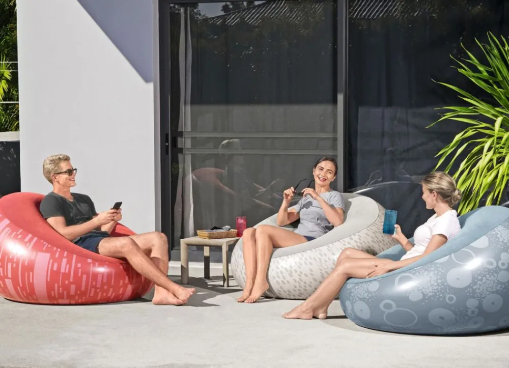Bestway #75052 Aufblasbarer Sessel Inflate-A-Chair Blau Mit Print Outlet