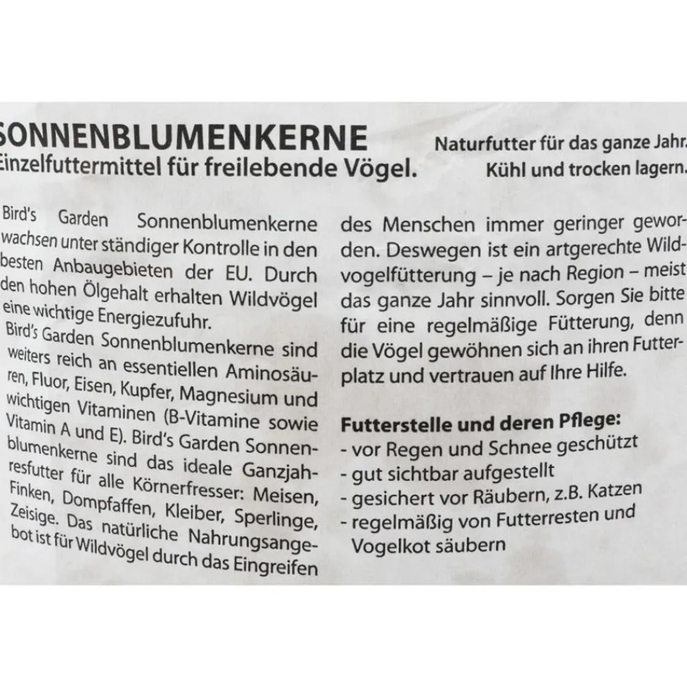 Bird's Garden Sonnenblumenkerne Schwarz 10Kg Clearance