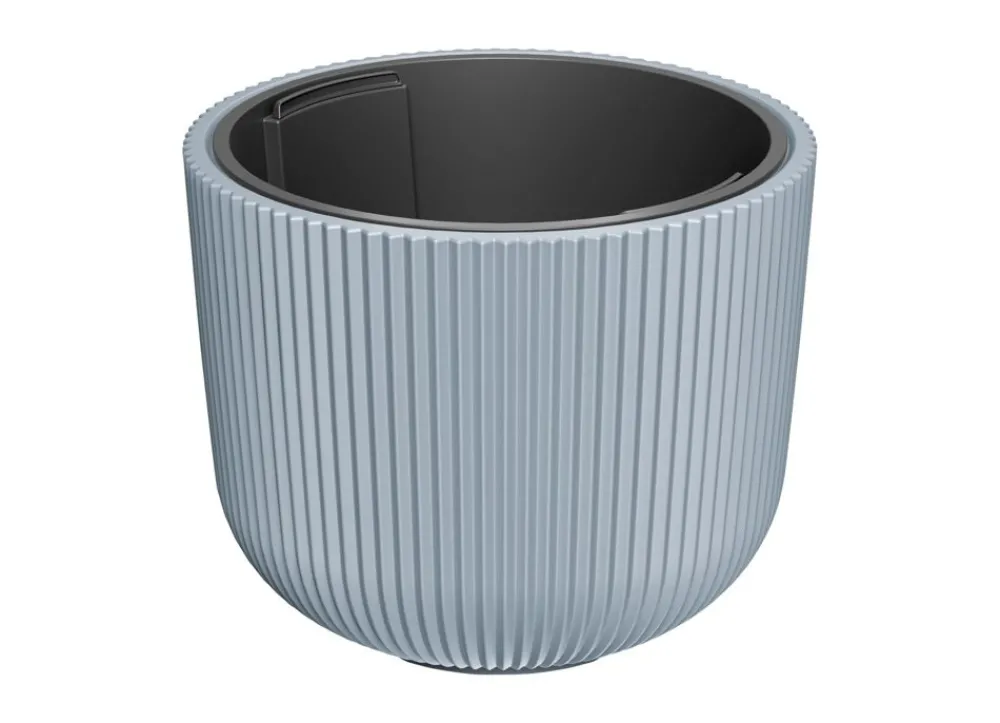 Prosperplast Blumentopf Milly Bauchig Rillendesign Mit Einsatz 39Cm Steingrau Clearance