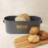 TP Brotkasten Bread 46X16X18Cm Dunkelgrau Mit Holzdeckel Hot