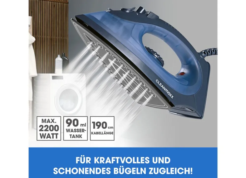 CLEANmaxx Dampfbugeleisen Mit Keramiksohle 2200W Blau/Dunkelblau Online