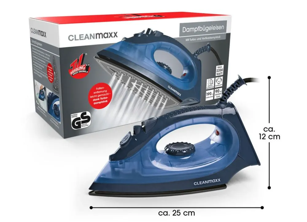 CLEANmaxx Dampfbugeleisen Mit Keramiksohle 2200W Blau/Dunkelblau Online