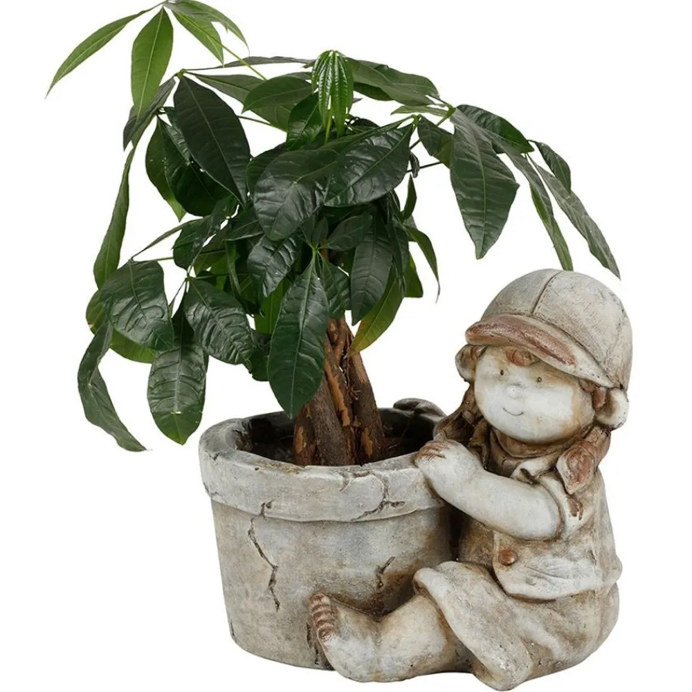 TP Dekofigur Kind Mit Blumentopf 30X26Cm Grau Sale