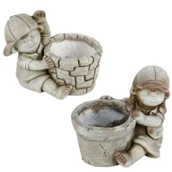 TP Dekofigur Kind Mit Blumentopf 30X26Cm Grau Sale