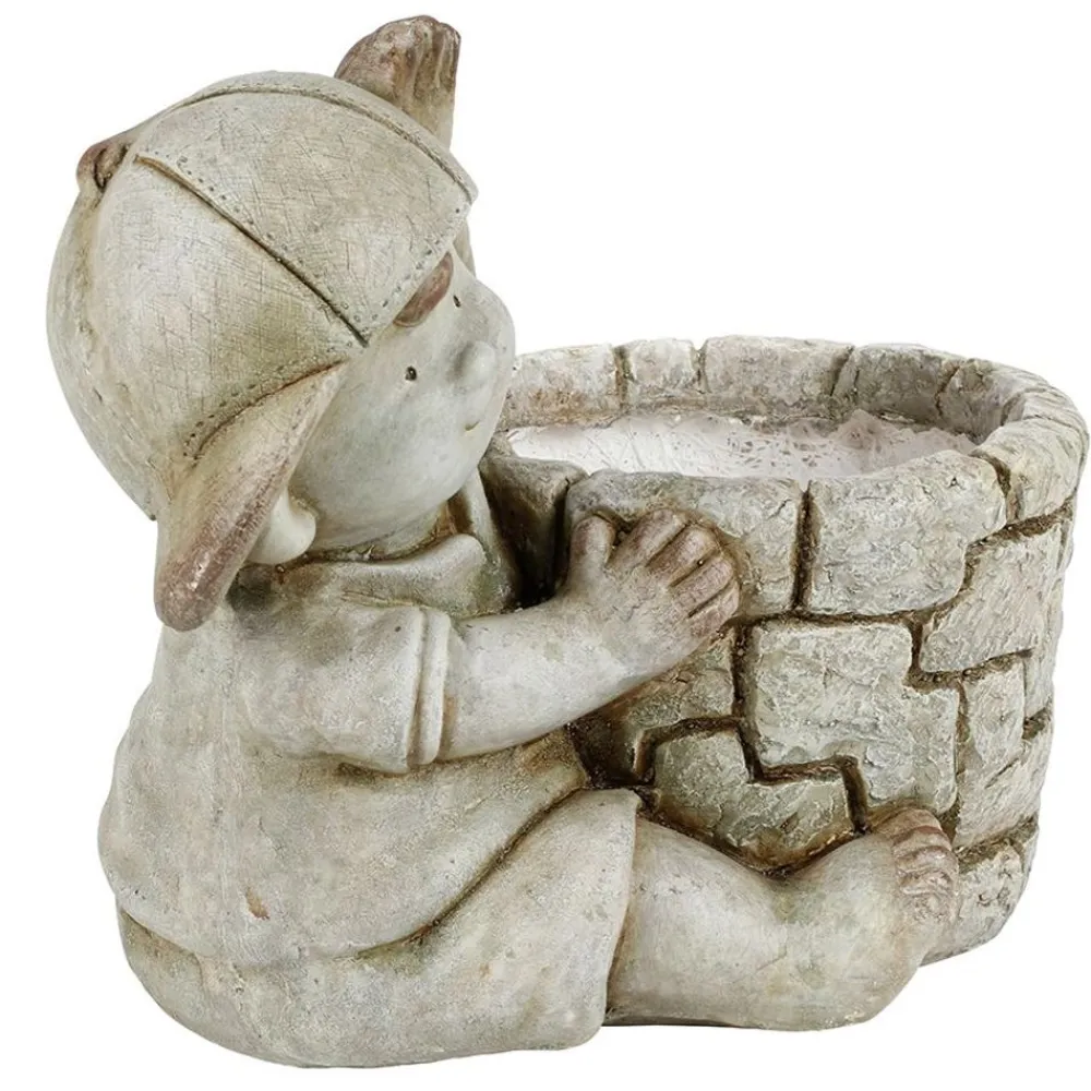 TP Dekofigur Kind Mit Blumentopf 30X26Cm Grau Sale