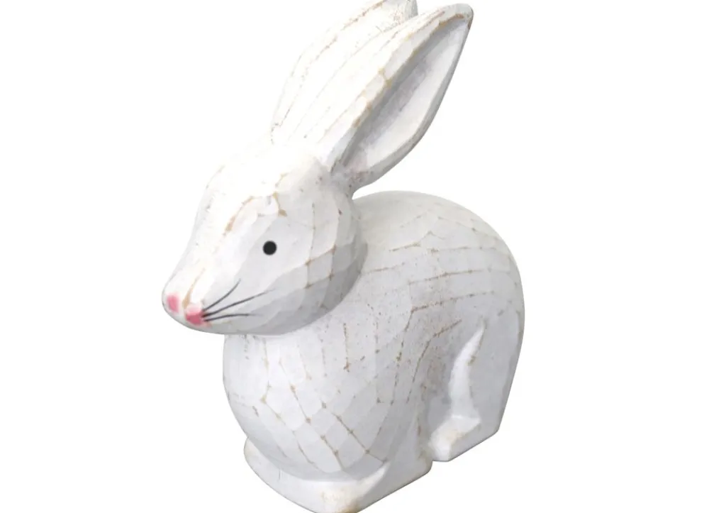 New Home Deko-Hasen Aus Holz 13X5,5X13Cm White Washed Hot