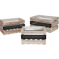New Home Deko-Holzboxen-Set Mit Metall 3-Teilig Hot