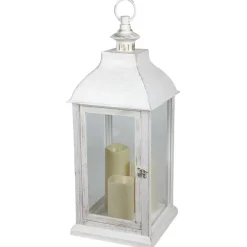 New Home Deko-Laterne Mit 3 Led-Kerzen Und Timerfunktion Weis Discount