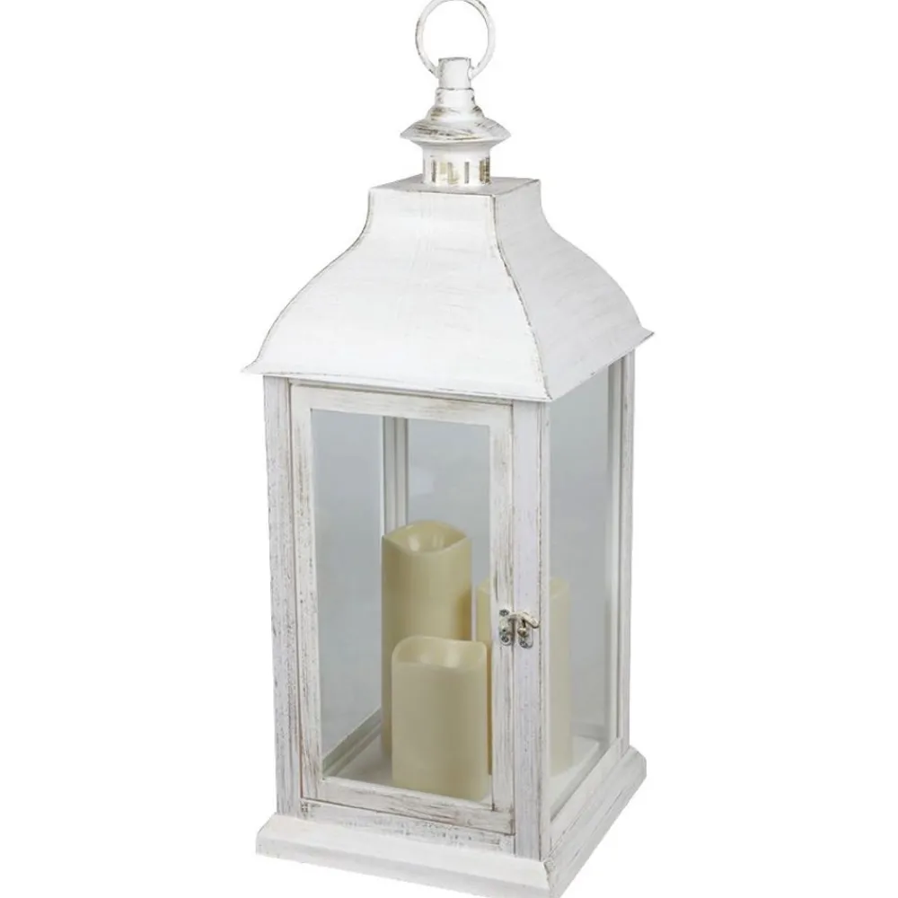 New Home Deko-Laterne Mit 3 Led-Kerzen Und Timerfunktion Weis Discount