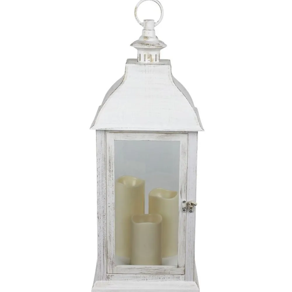 New Home Deko-Laterne Mit 3 Led-Kerzen Und Timerfunktion Weis Discount