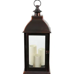 New Home Deko-Laterne Mit 3 Led-Kerzen Und Timerfunktion Schwarz/Kupfer Online