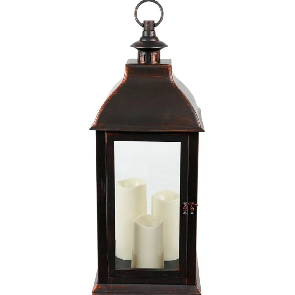 New Home Deko-Laterne Mit 3 Led-Kerzen Und Timerfunktion Schwarz/Kupfer Online