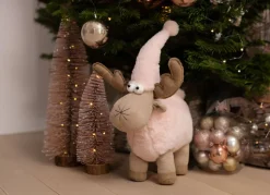 New Home Christmas Deko-Rentier Mit Zipfelmutze 29X24X42Cm Rosa/Beige New