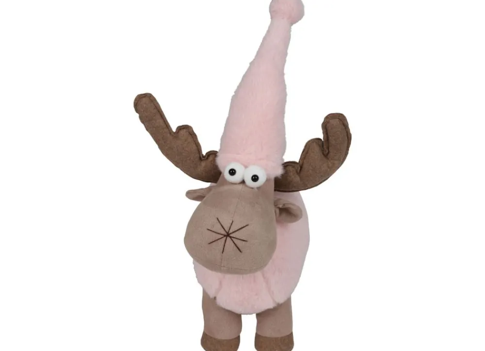 New Home Christmas Deko-Rentier Mit Zipfelmutze 29X24X42Cm Rosa/Beige New