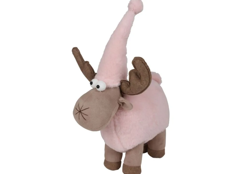 New Home Christmas Deko-Rentier Mit Zipfelmutze 29X24X42Cm Rosa/Beige New