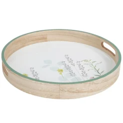 New Home Dekotablett Blumenprint Aus Holz 35Cm Clearance