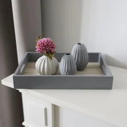 New Home Dekotablett-Set Aus Holz 3-Teilig Grau Outlet