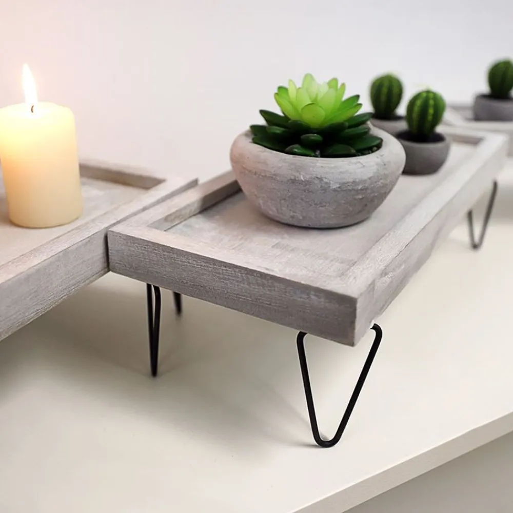 TP Dekotablett-Set Mit Metallfusen Hellgrau 3-Teilig Outlet