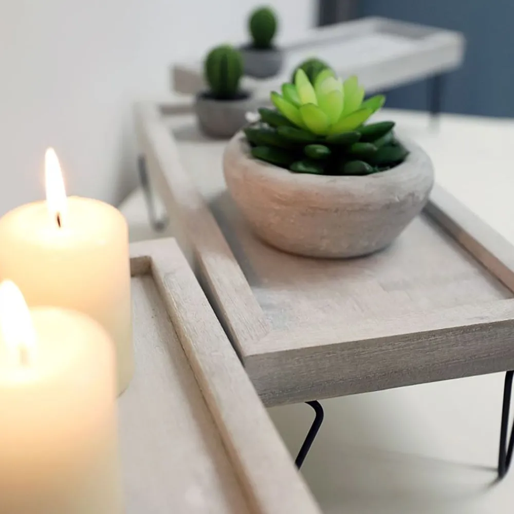 TP Dekotablett-Set Mit Metallfusen Hellgrau 3-Teilig Outlet