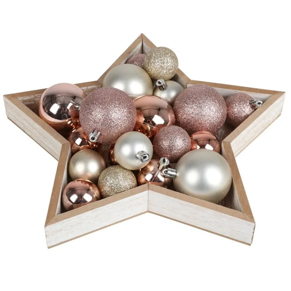 New Home Christmas Dekotablett-Set Stern 2-Teilig Aus Holz Natur Im Used-Look Clearance