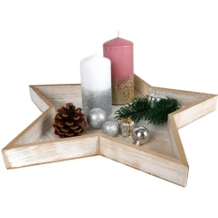 New Home Christmas Dekotablett-Set Stern 2-Teilig Aus Holz Natur Im Used-Look Clearance