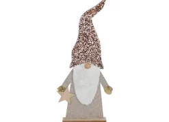 New Home Christmas Deko-Wichtel Aus Holz Mit Pailletten-Zipfelmutze 84Cm Zartrosa Discount