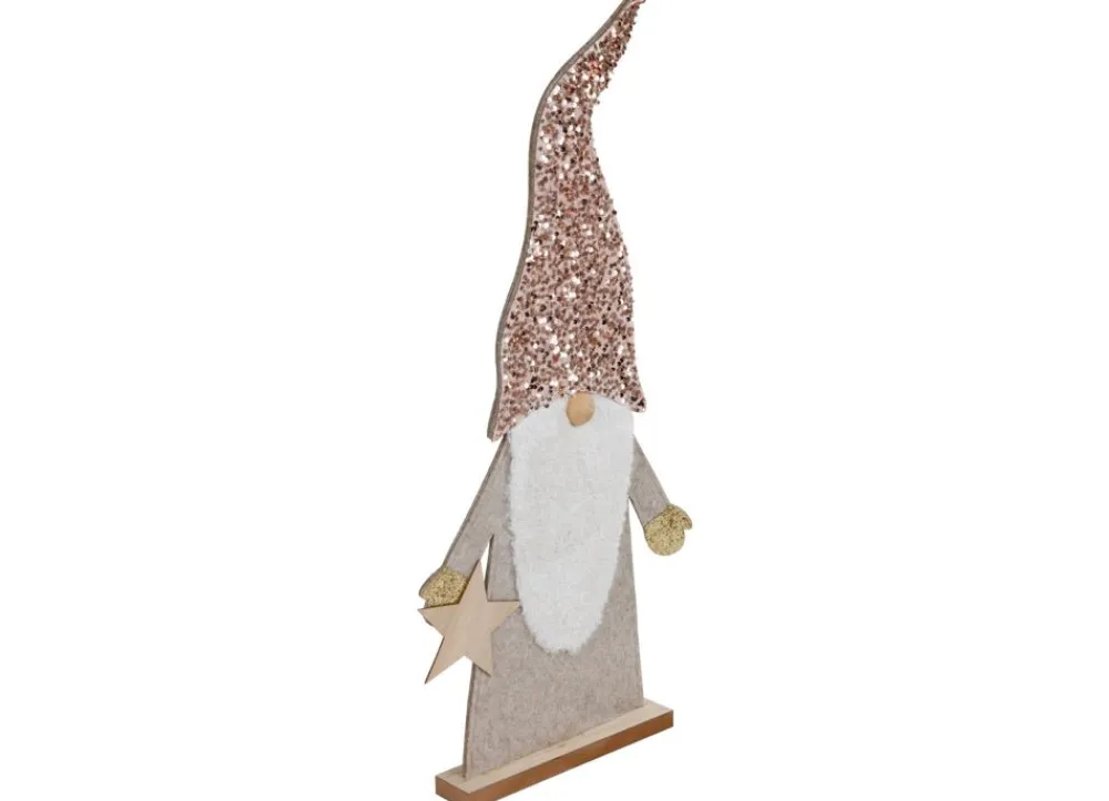 New Home Christmas Deko-Wichtel Aus Holz Mit Pailletten-Zipfelmutze 84Cm Zartrosa Discount