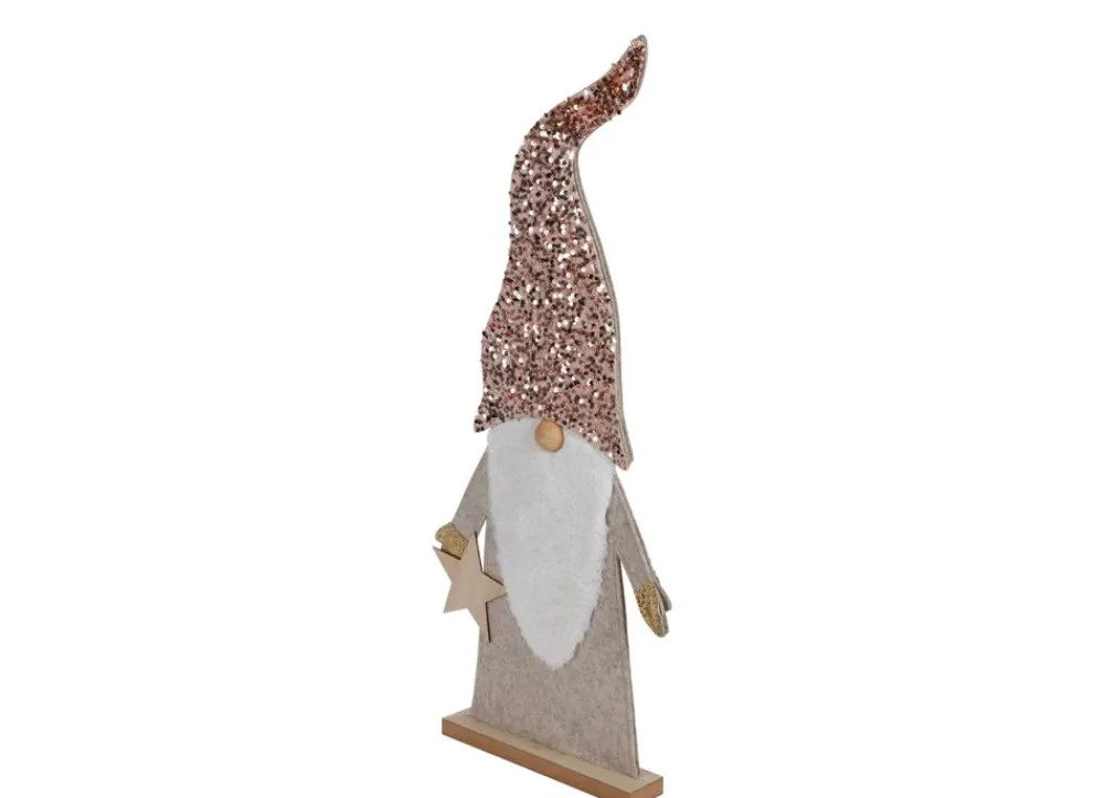 New Home Christmas Deko-Wichtel Aus Holz Mit Pailletten-Zipfelmutze 84Cm Zartrosa Discount