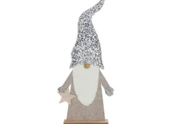 New Home Christmas Deko-Wichtel Aus Holz Mit Pailletten-Zipfelmutze 83Cm Hellgrau Outlet