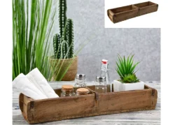 CEPEWA Home Doppel-Holzkiste In Ziegelform Used-Look 58X8,5X14Cm Online
