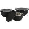 TP Edelstahl-Schussel-Set Mit Deckel Schwarz 3-Teilig Best