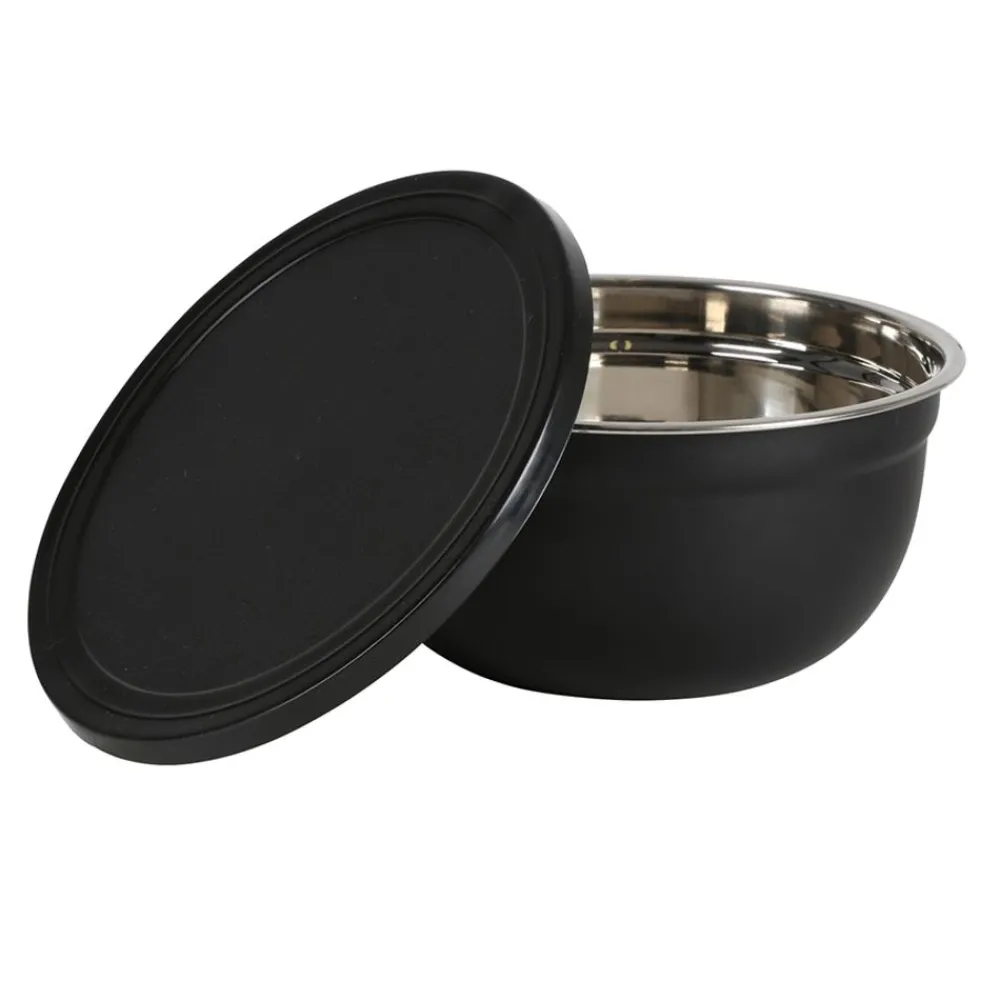 TP Edelstahl-Schussel-Set Mit Deckel Schwarz 3-Teilig Best