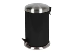 TP Edelstahl-Treteimer 12L Schwarz New