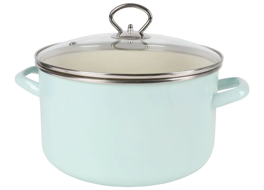 Krüger Emaille-Fleischtopf Mit Glasdeckel 24Cm Mint Outlet
