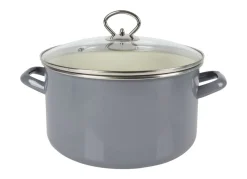 Krüger Emaille-Fleischtopf Mit Glasdeckel 24Cm Grau Best
