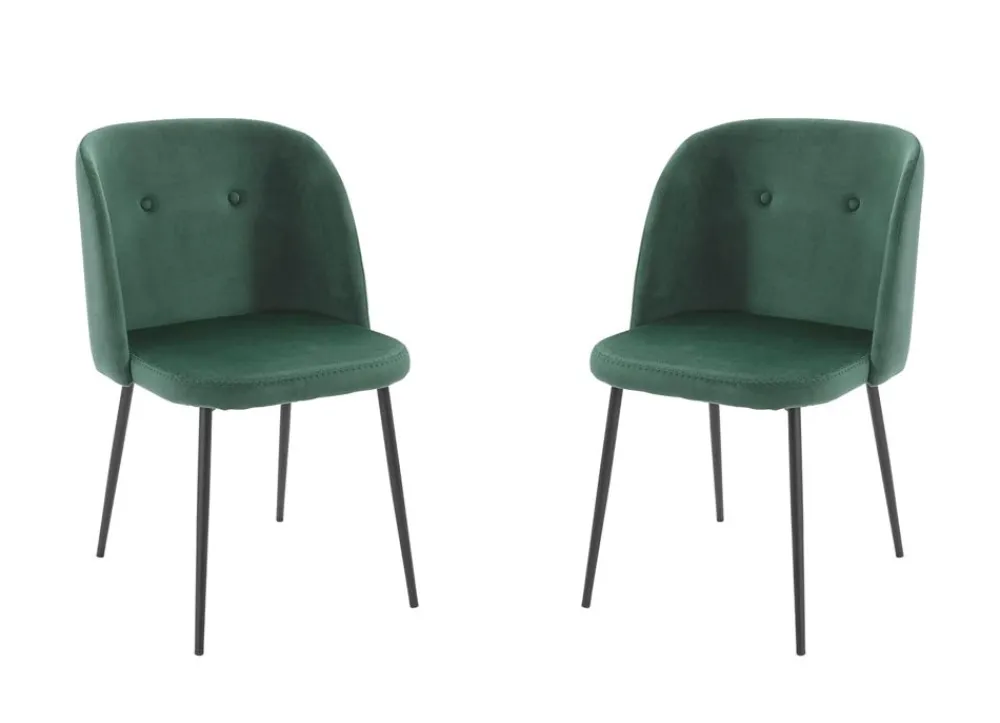TP Esszimmerstuhle Aus Samt Mit Metallfusen 2Er-Set Grun New