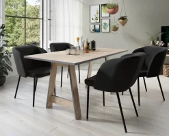 TP Esszimmerstuhle Aus Samt Mit Metallfusen 2Er-Set Schwarz Online