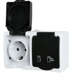 TAS Electronics 2-Fach Schutzkontakt-Steckdose Ip44 Aufputz Waagerecht Best