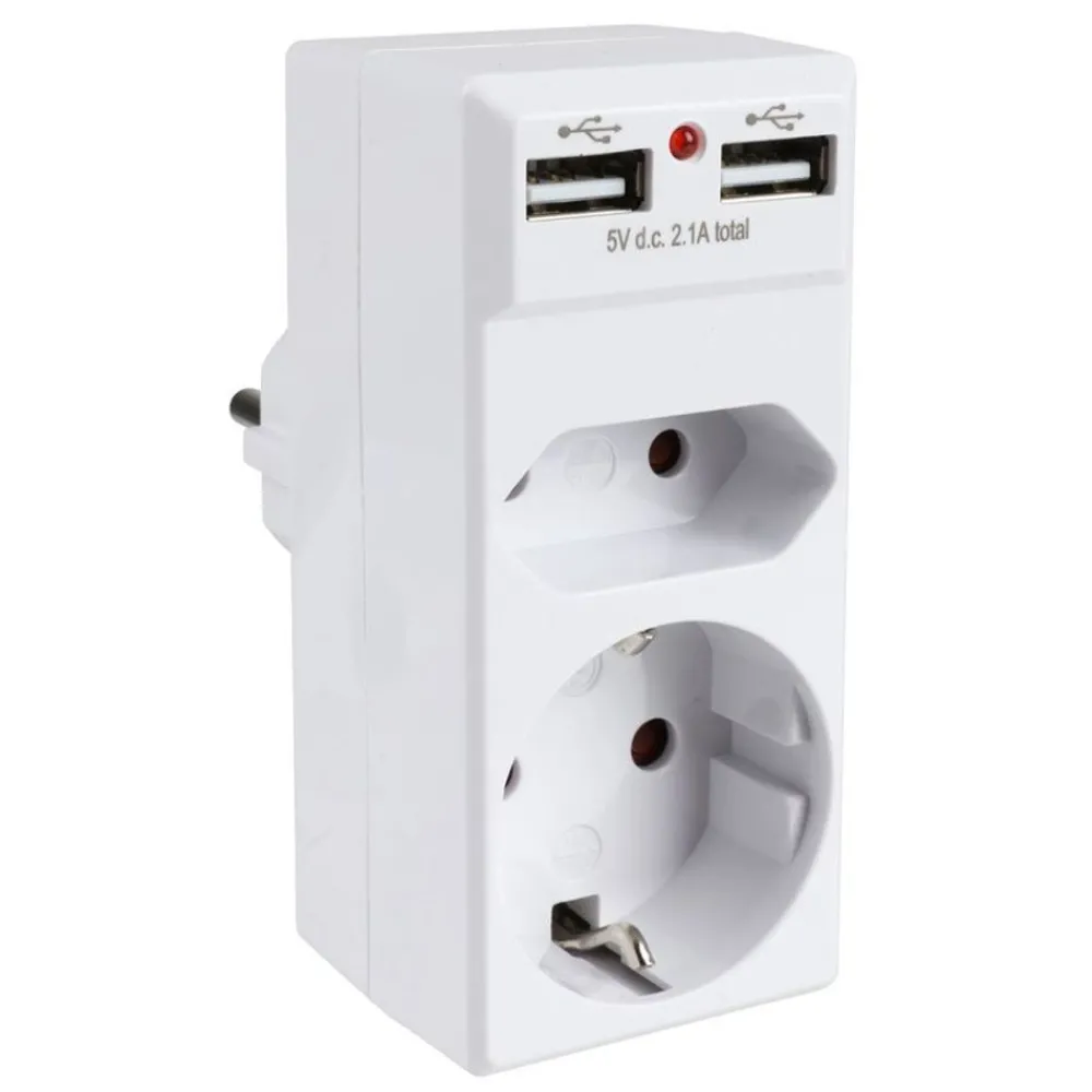 TAS Electronics 2-Fach Steckdosenadapter Mit 2 Usb-Anschlussen Discount